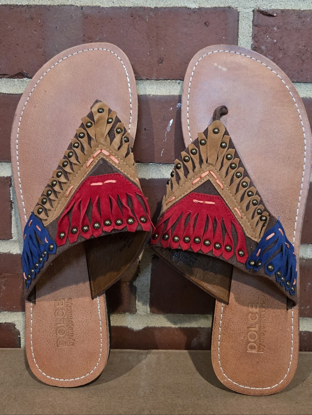 Dolce Vita Sundance Fringe Studded Boho Thong Sandals Women’s Size 10